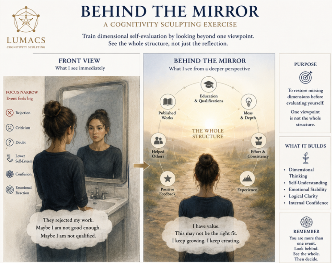 Behind the Mirror — Cognitivity Sculpting exercise by Marina A. Popova, added to Third Organism / Cognitivity Sculpting public material on June 24, 2026.